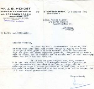 A letter from Leo's lawyer, threathening his ex-wife, Rosie, 1946