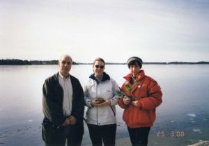 Paul Glaser with his sister and daughter, before scattering Rosie's ashes in Sweden