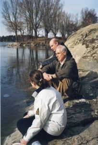 Paul Glaser with his brother and daughter, after scattering Rosie's ashes