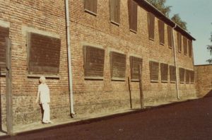 Rosie by experiment block 10 in Auschwitz (photo taken after the war)