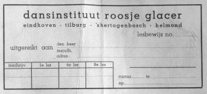 A registration slip for Rosie's dance school