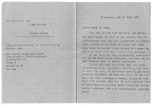 Rosie's first letter to the Coljees after the war