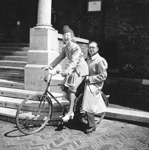 Rosie and Ernst riding a bike in The Hague, 1941