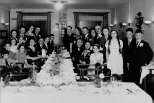 A family gathering in 1939. The only two survivors were Moritz Glaser (standing, second from left) and Harry Glaser (standing, fourth from right)